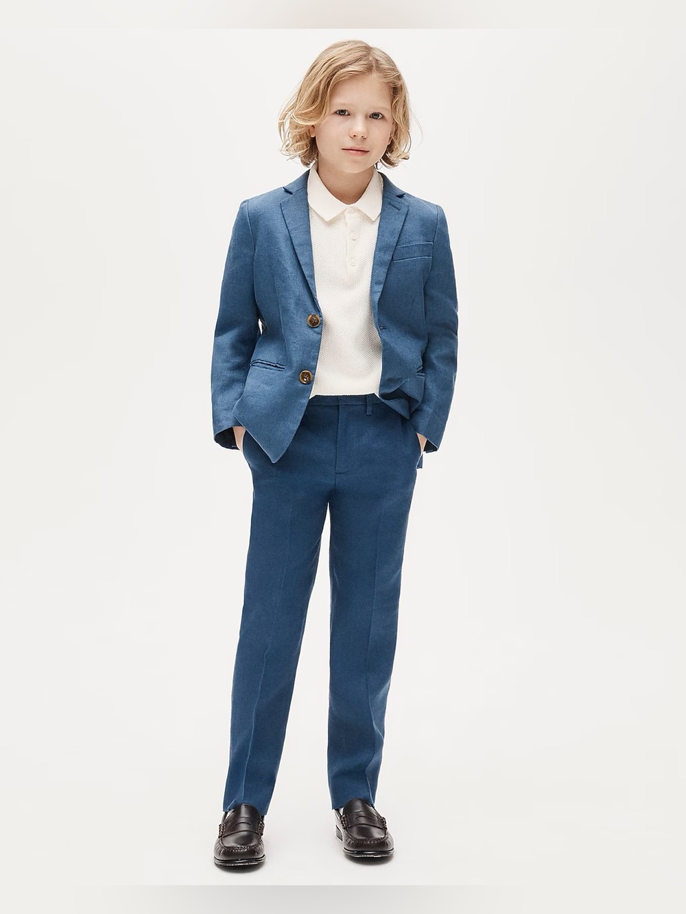 J.Crew Boys' Ludlow unstructured suit pant in linen blend in unicorn blue